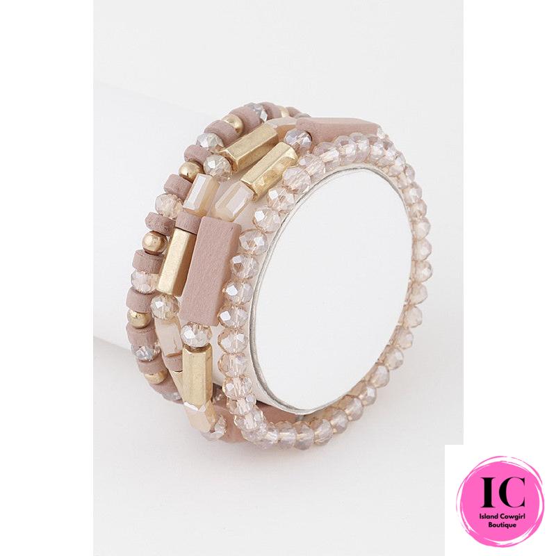 Multi Geometric Cream Crystal Bracelet