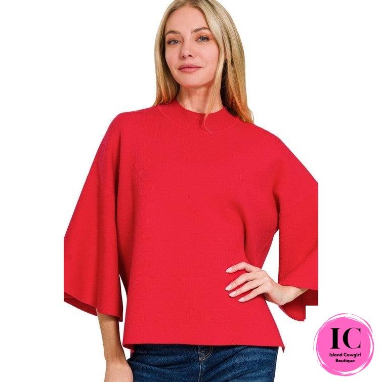 Just A Feeling Red Mock Neck Sweater