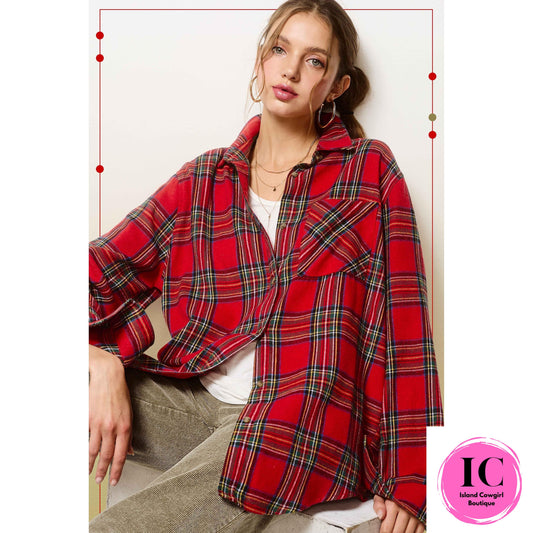 Just A Theory Red Plaid Flannel