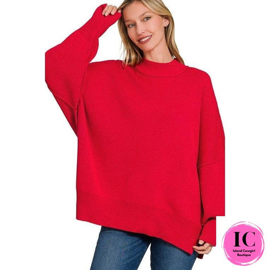 Perfectly You Red Mock Neck Sweater