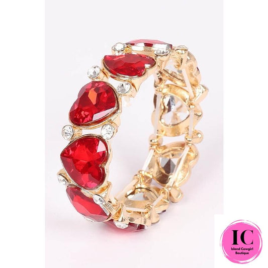 Styled With Rhinestone Hearts Bracelet