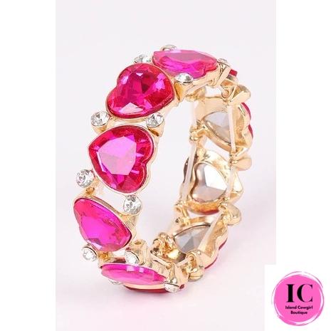 Styled With Rhinestone Hearts Bracelet