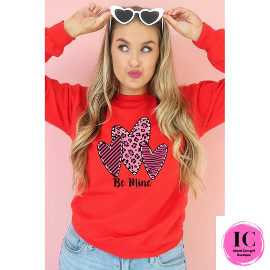 Valentine's Day Be Mine Pink Leopard Sweatshirt