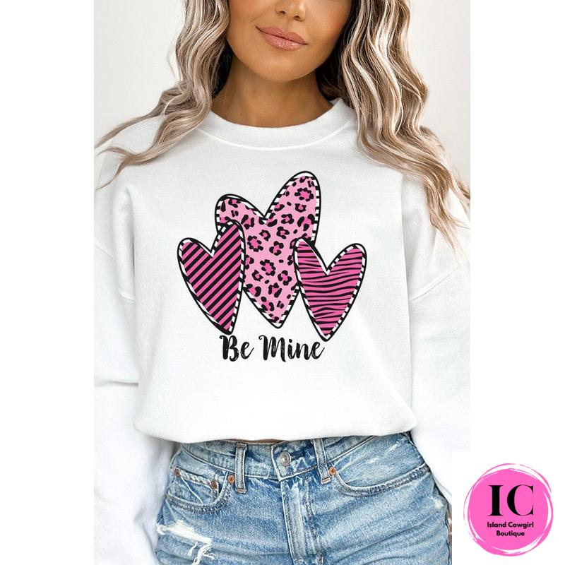 Valentine's Day Be Mine Pink Leopard Sweatshirt