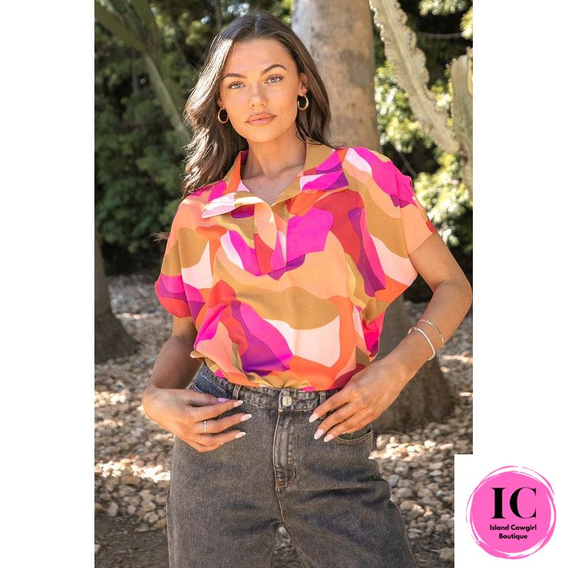 Loving It All Berry Abstract Blouse