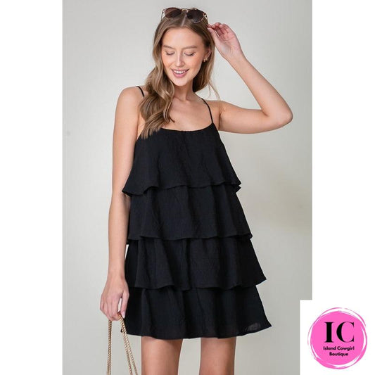 You've Got Love Black Tiered Dress
