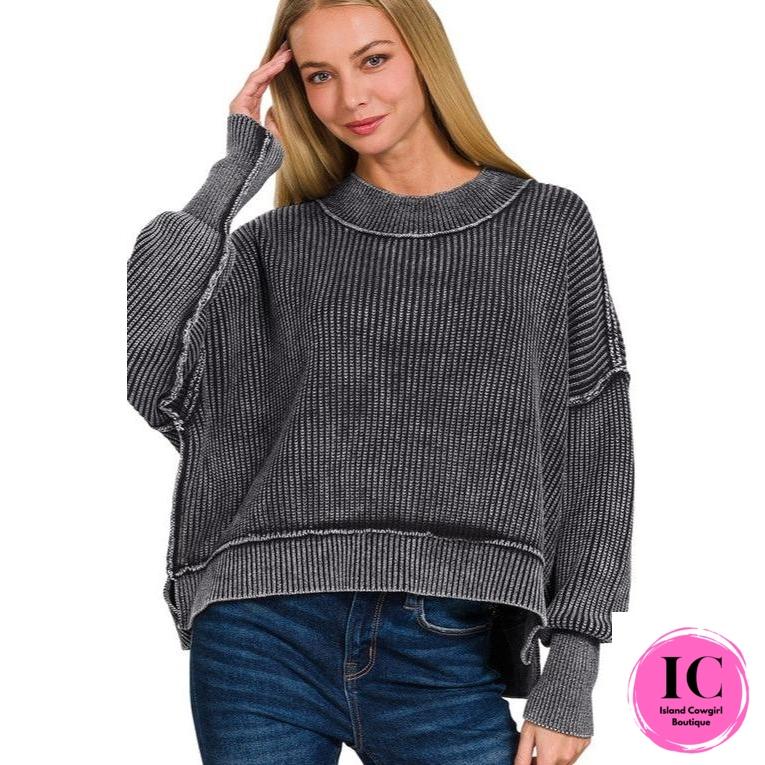 The Slouchy Black Cord Pullover