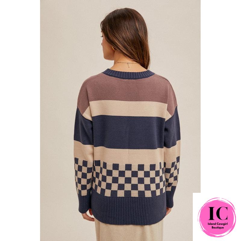 Give It A Try Blue Multi Striped Sweater