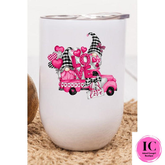 Valentine's Day Gnome Love Truck Wine Cup