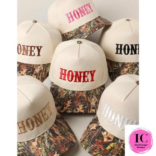 Honey Embroidery Camo Hat