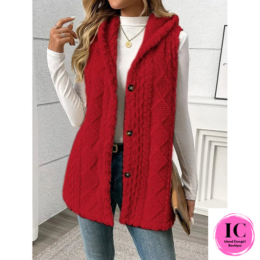 Crazy For You Red Plush Vest