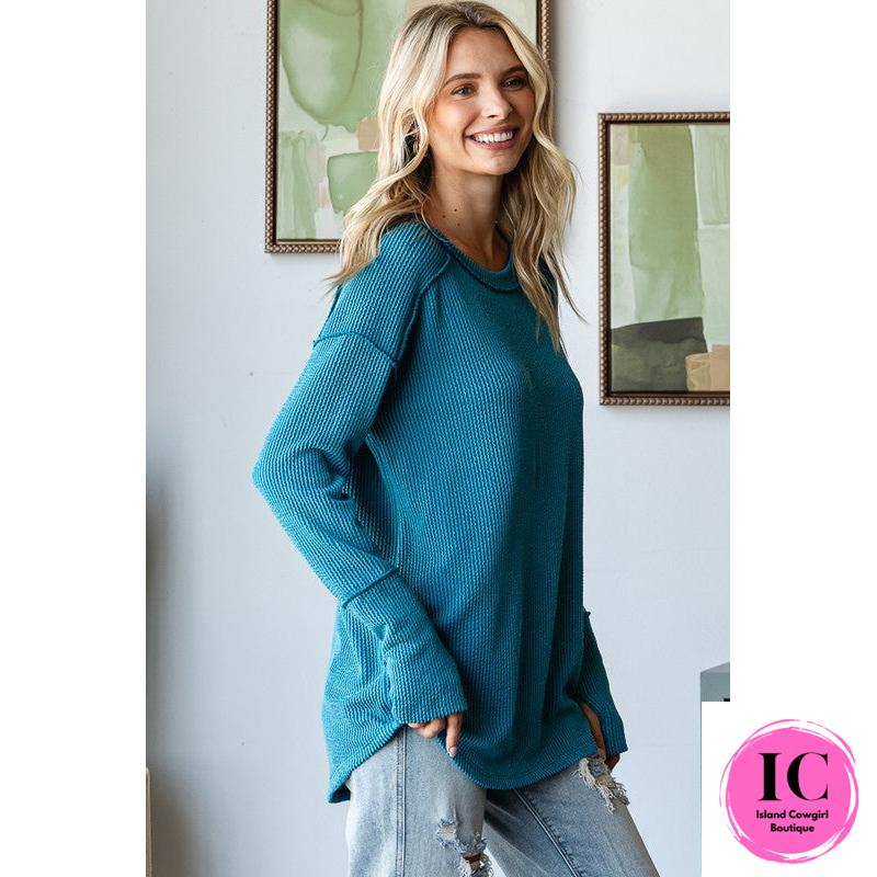 Get Together Teal Ribbed Top