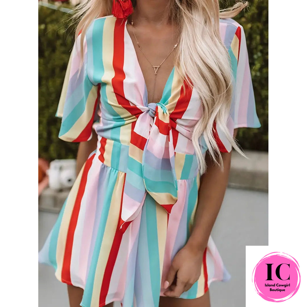 All Up To You Striped Romper