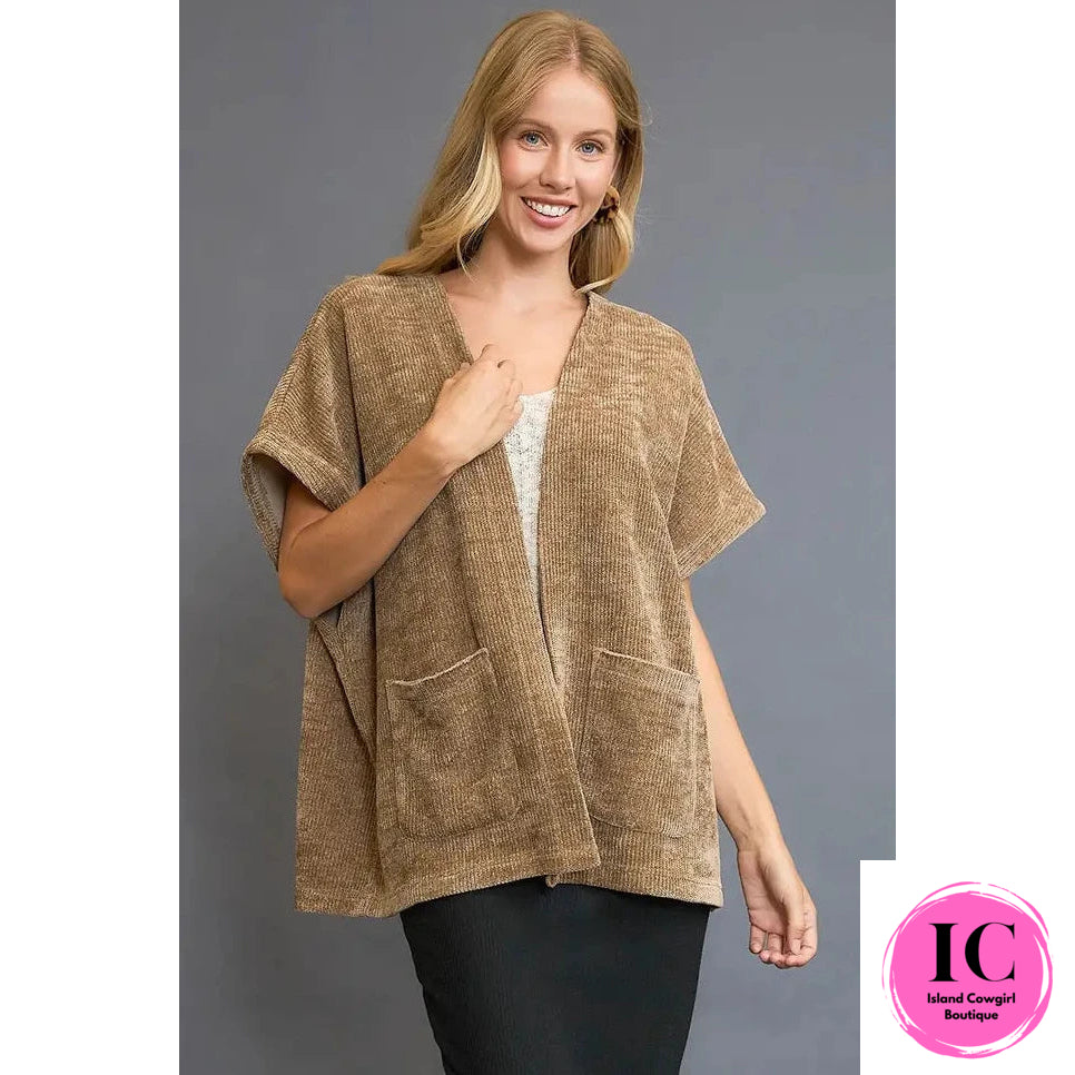 Open Front Knit Sweater Vest