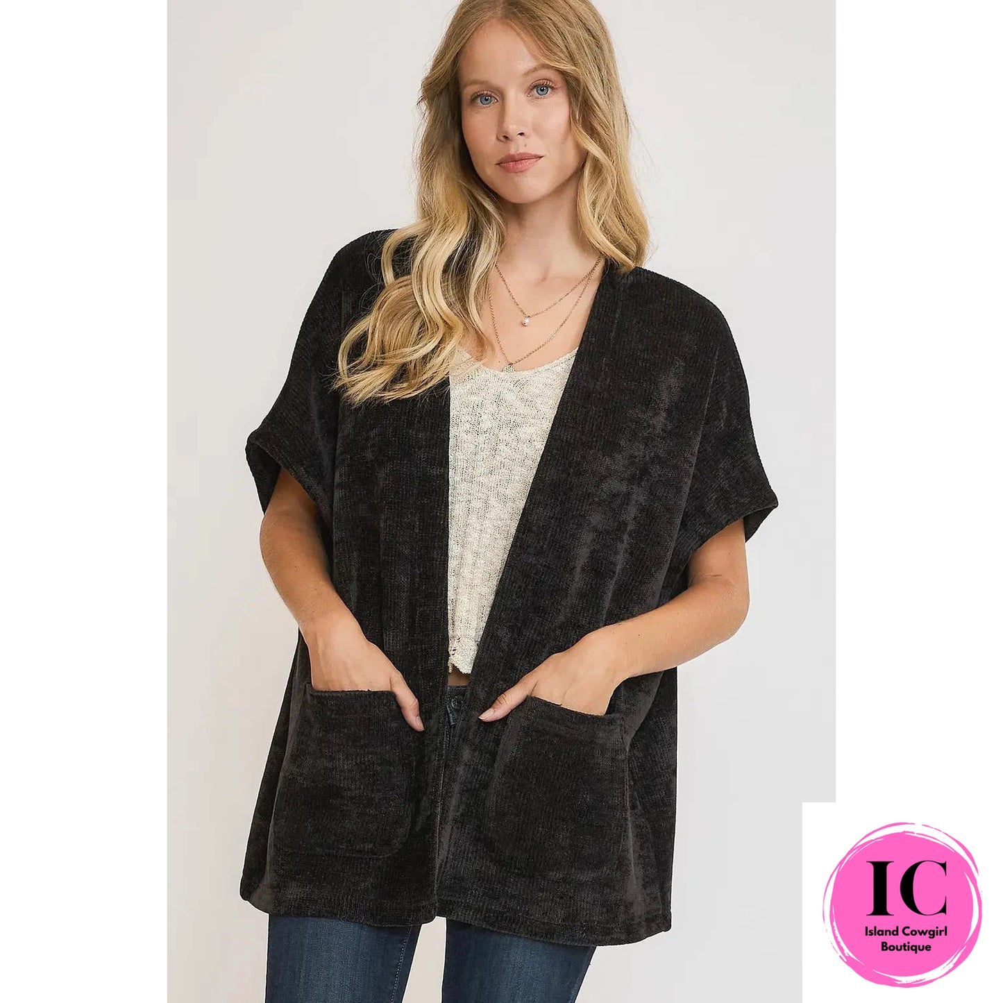 Open Front Knit Sweater Vest