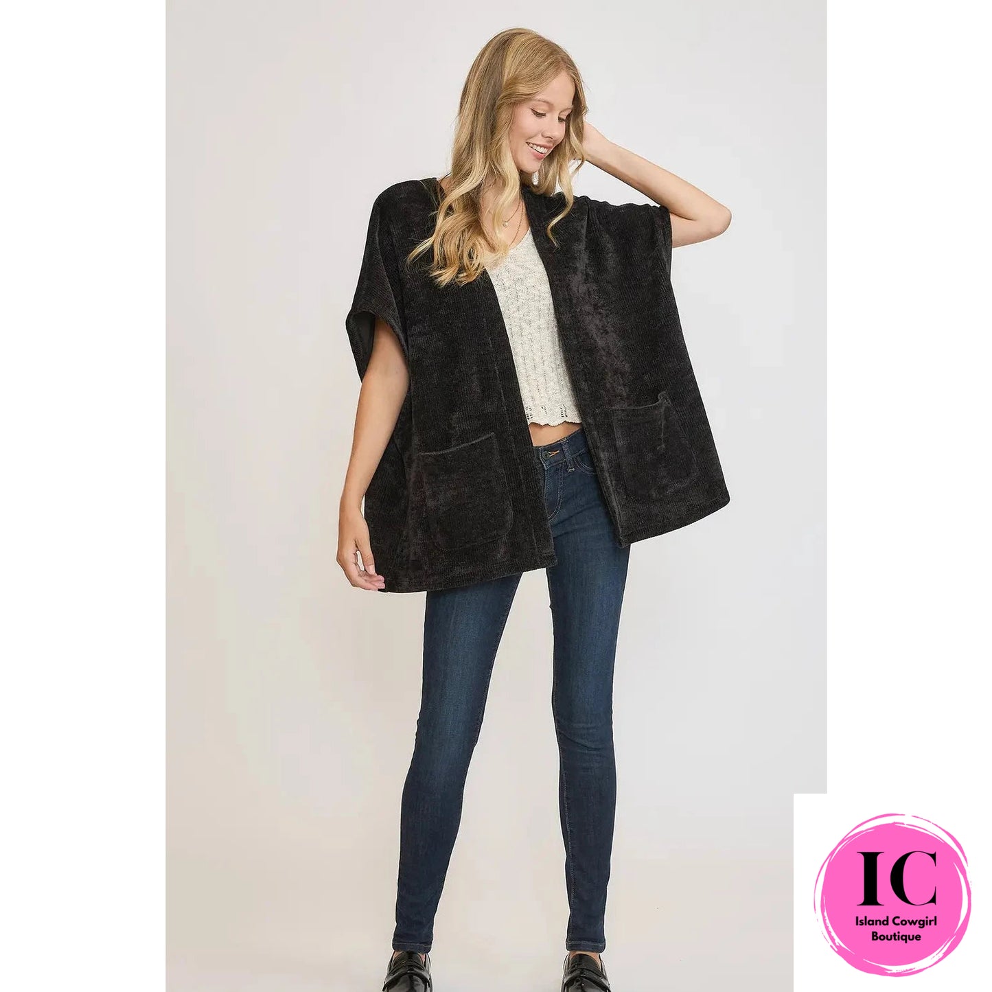 Open Front Knit Sweater Vest