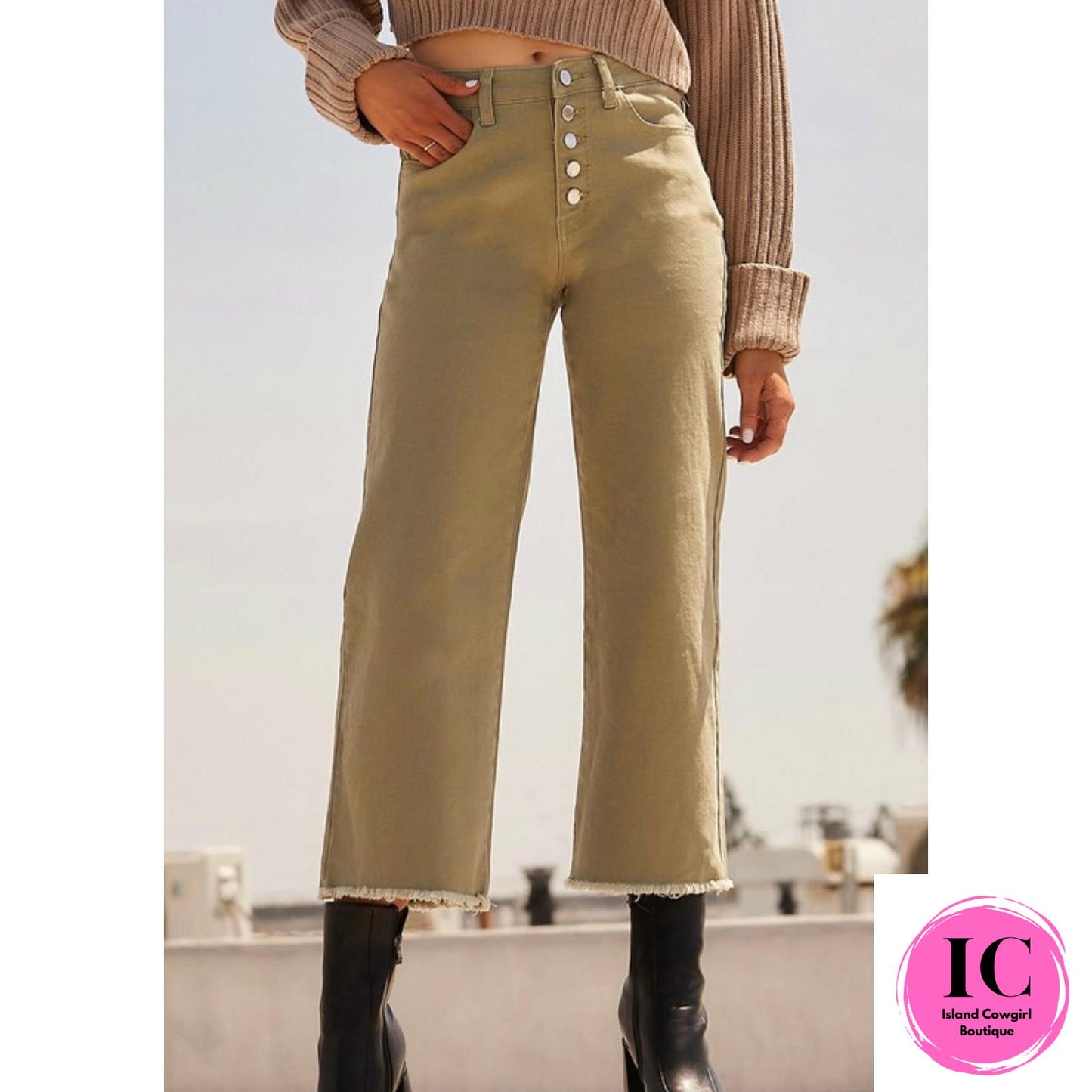 All You Could Want Olive Wide Leg Jeans