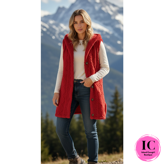Crazy For You Red Plush Vest