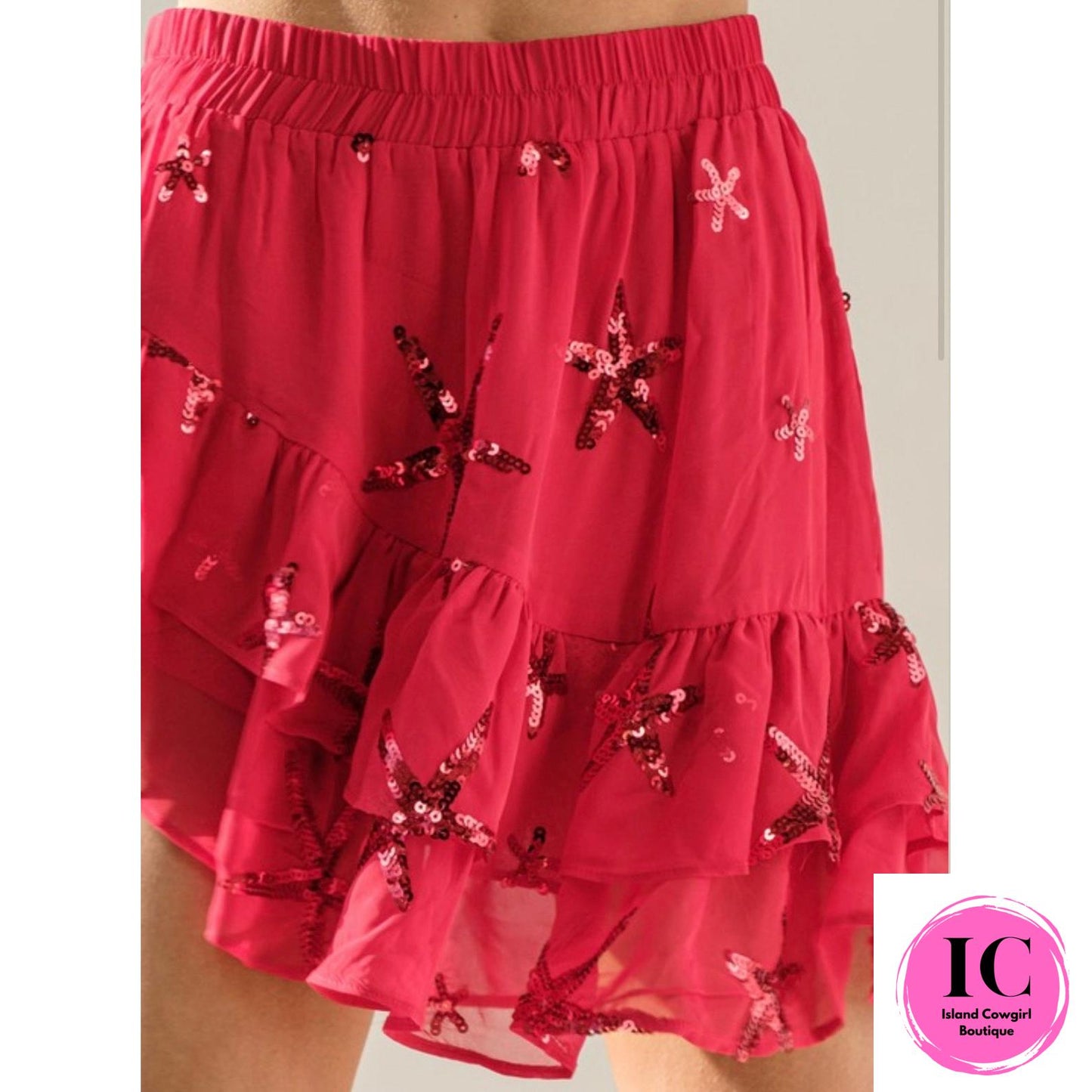 Happy Stars Red Sequin Skirt