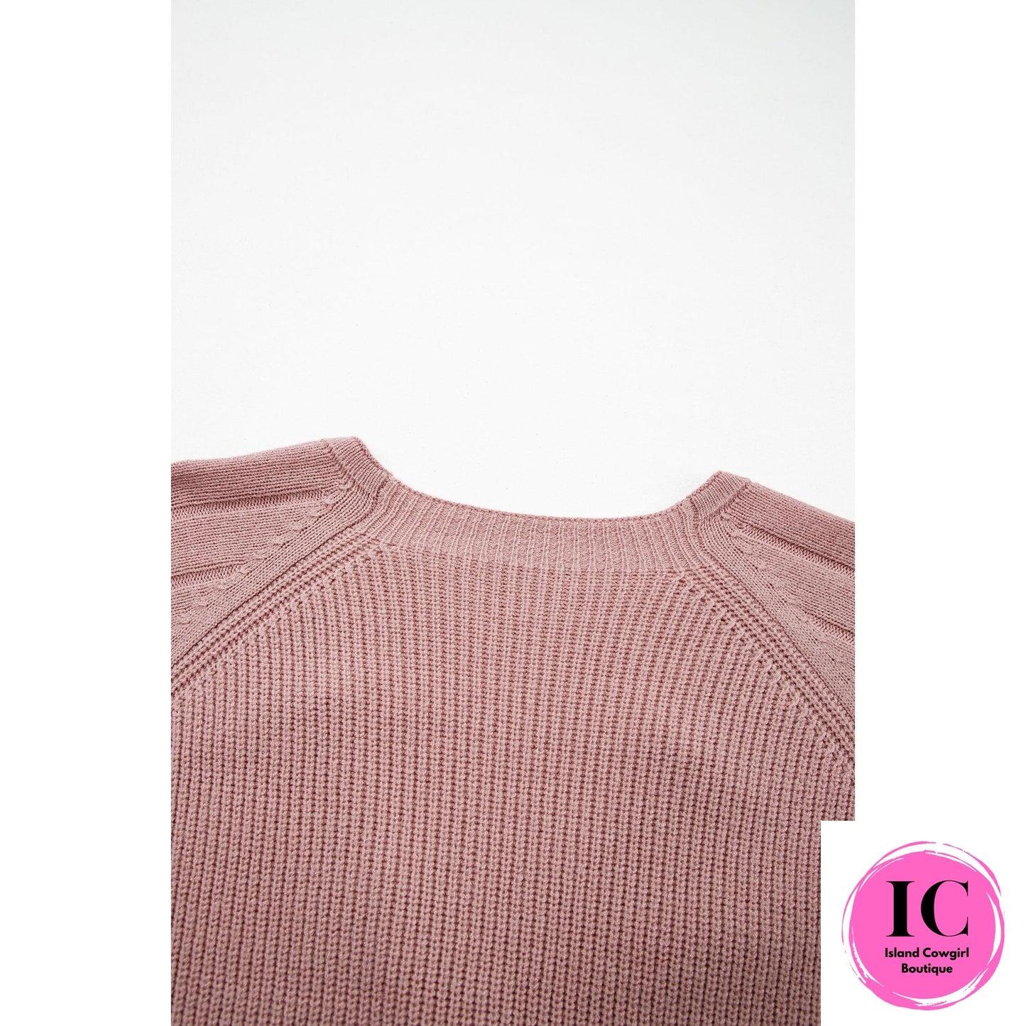 Light Pink Mixed Texture Knit Button V Neck Sweater Cardigan