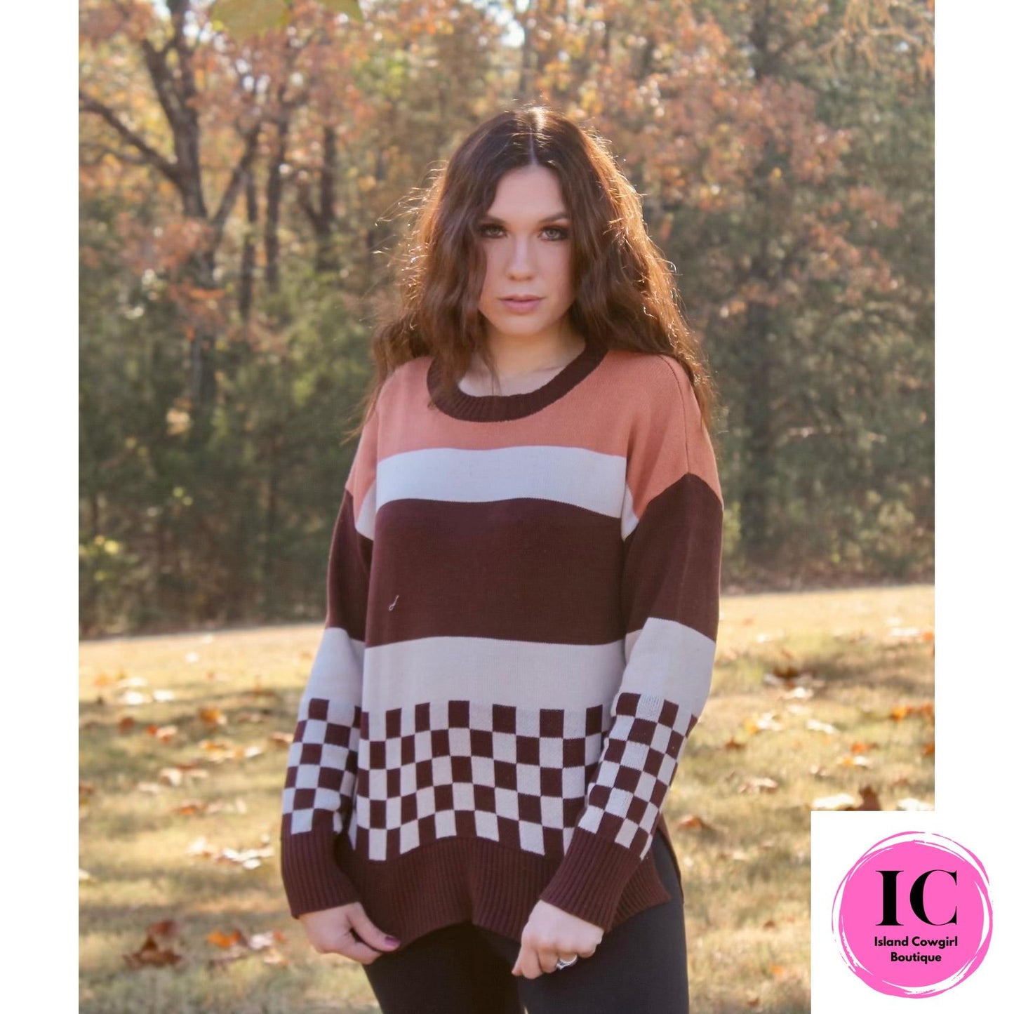 Give It A Try Wine Multi Striped Sweater