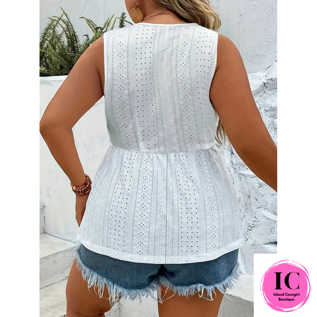 Know Best White Lace Stitching Tank Top