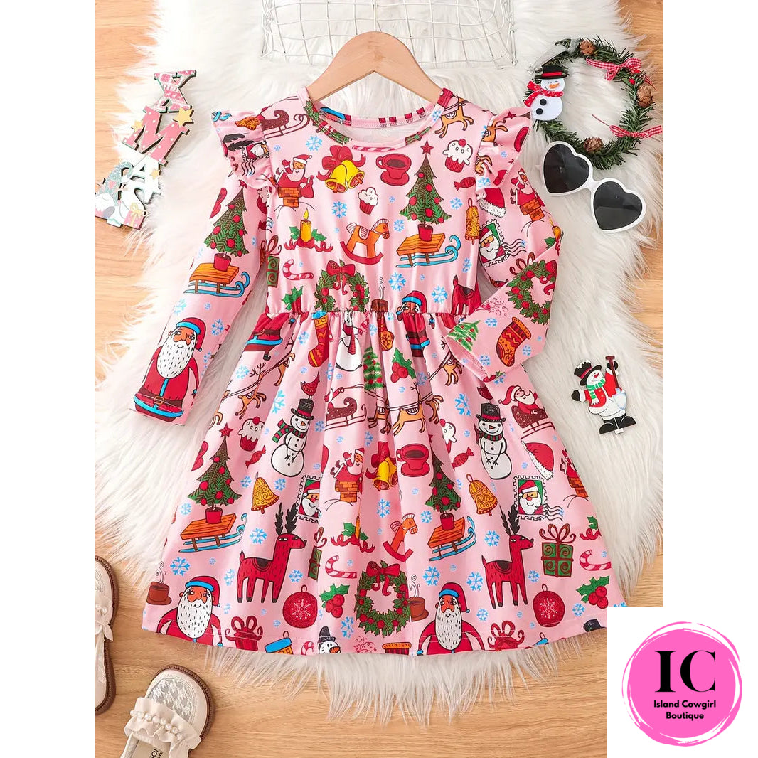 Holly Jolly Pink Toddler Dress