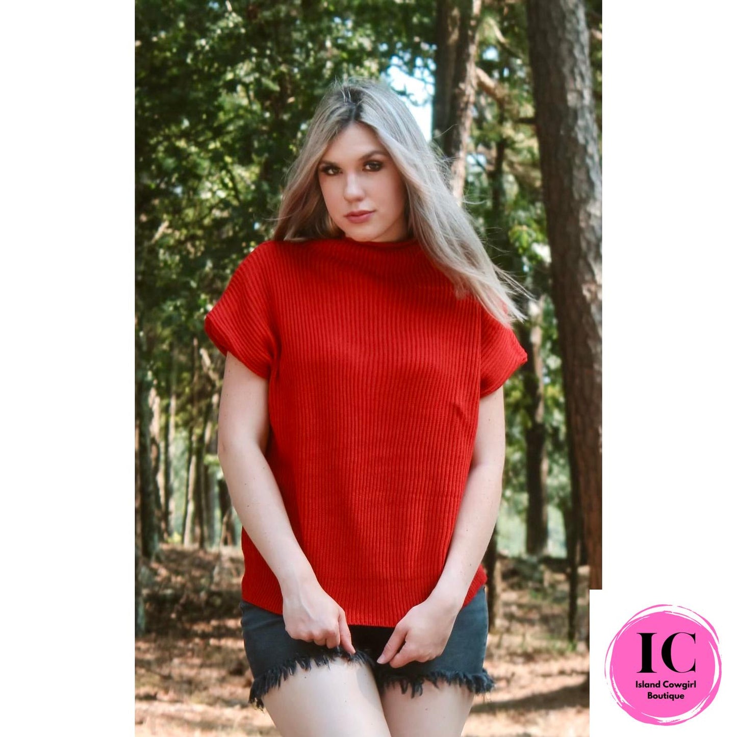 Crowd Pleaser Red Short Sleeve Sweater