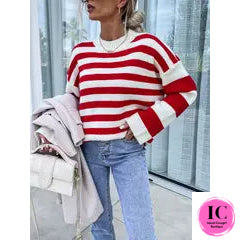 Let You Win Red Striped Sweater