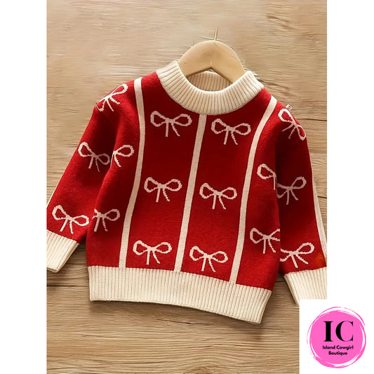 You're A Gift Red Ribbon Girls Sweater