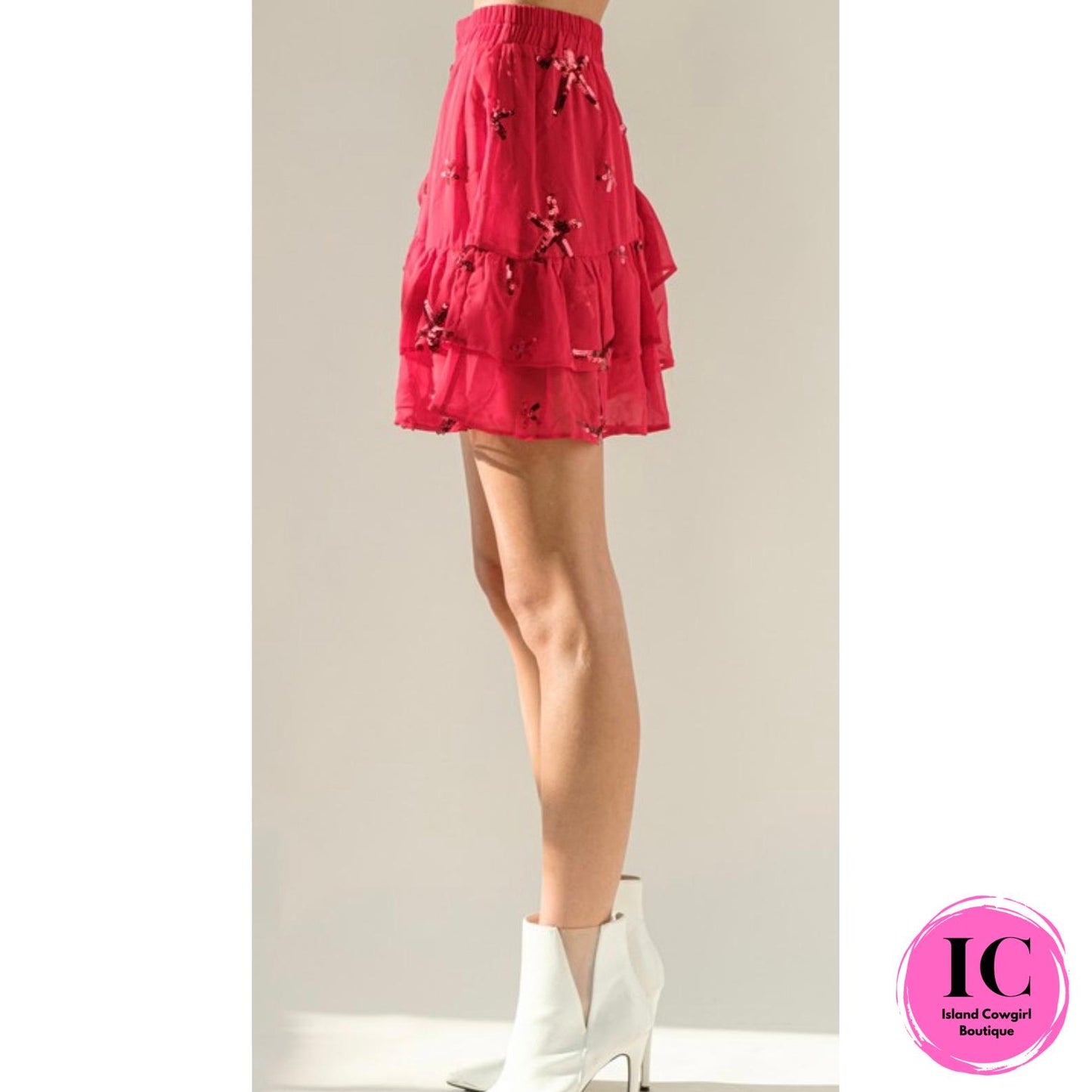 Happy Stars Red Sequin Skirt