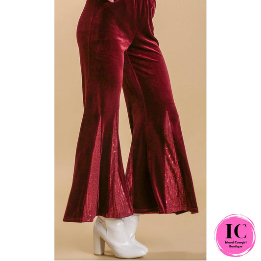 In Your Presence Wine Velvet Pants