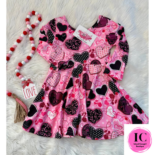 Heart Long Sleeve Toddler Dress