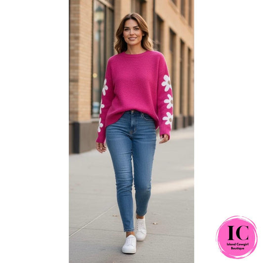 You're All I Want Pink Floral Sweater