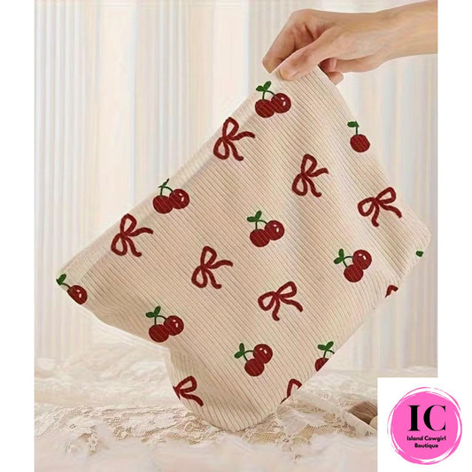 Charming Cherry Corduroy Make Up Bag