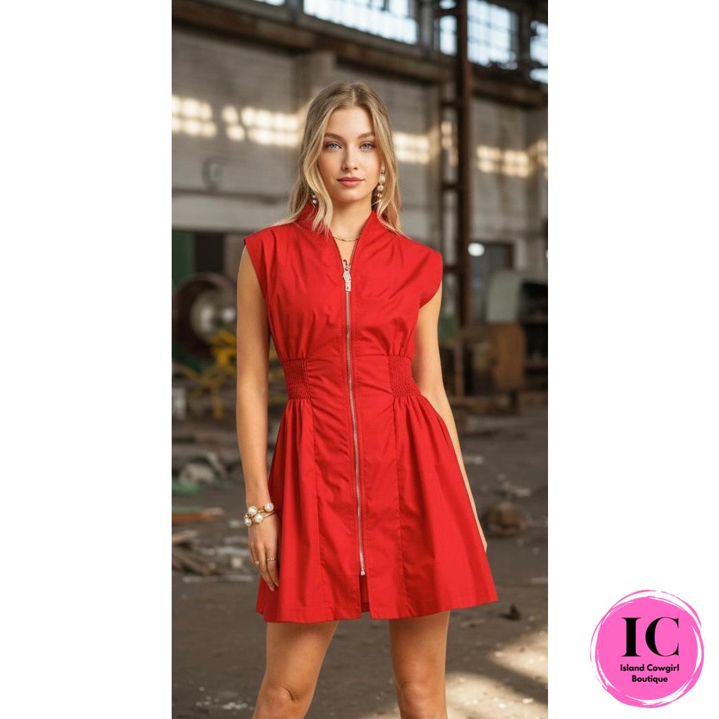Push the Limits Red Ruched Dress