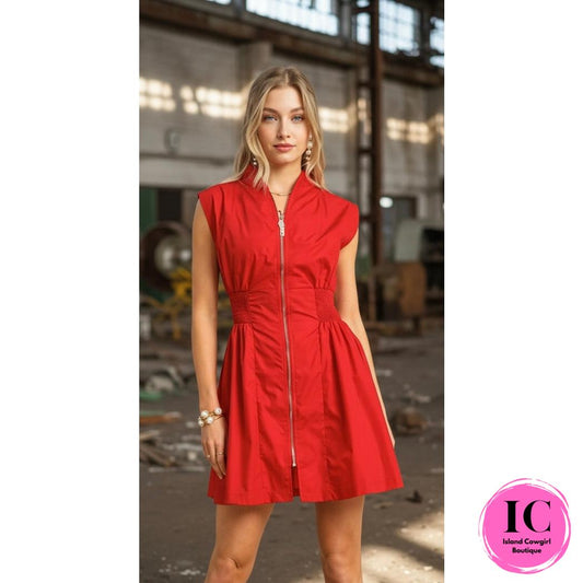 Push the Limits Red Ruched Dress