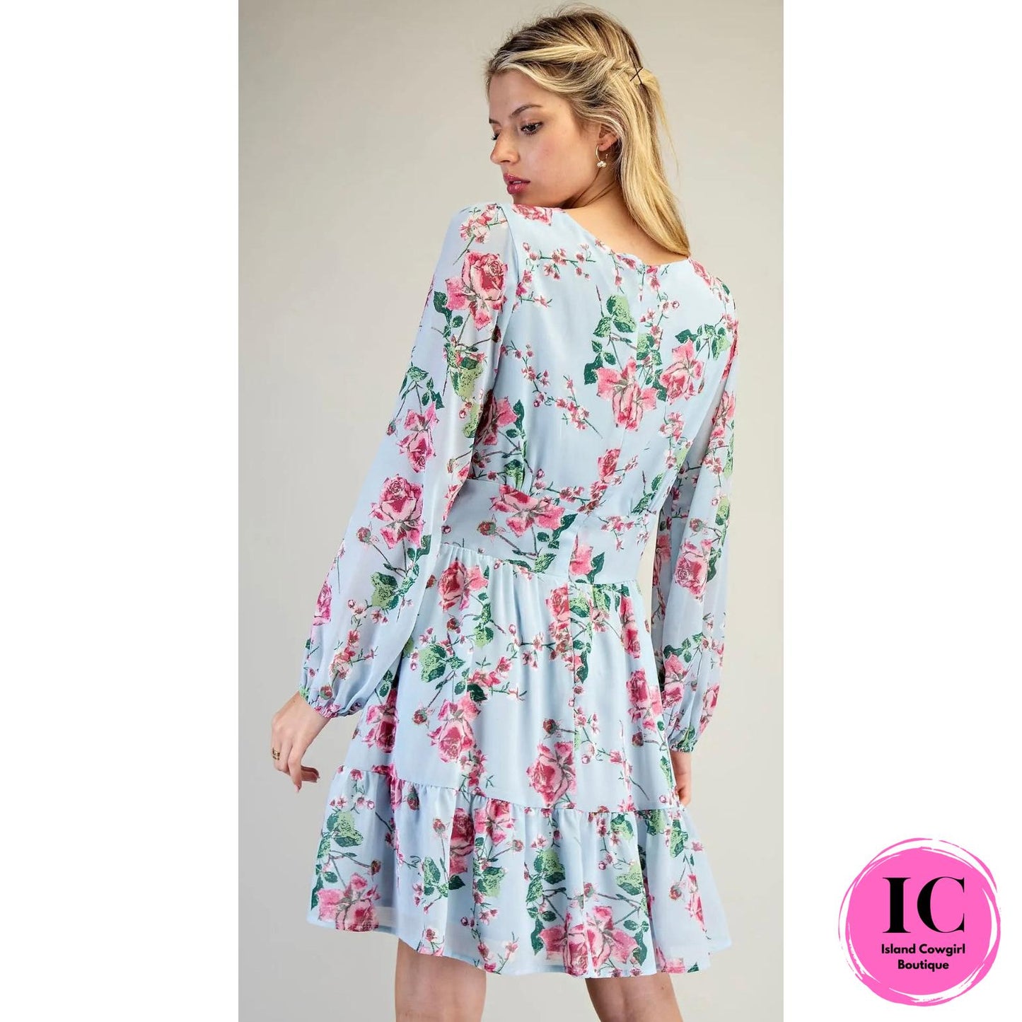 Until I Found You Blue Floral Dress