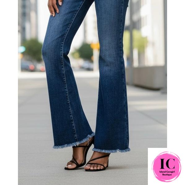 Going Strong Dark Denim Bell Bottom Jeans