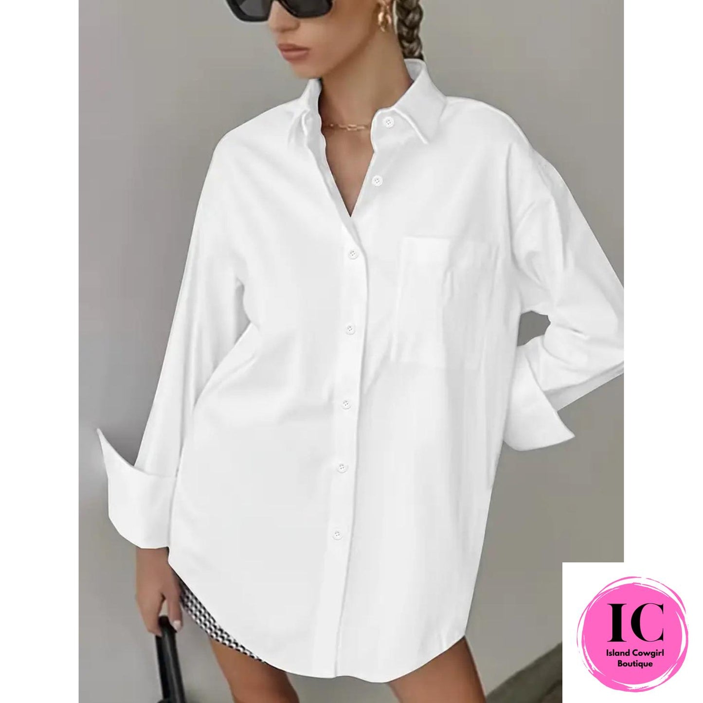 Just For You White Button Down Blouse