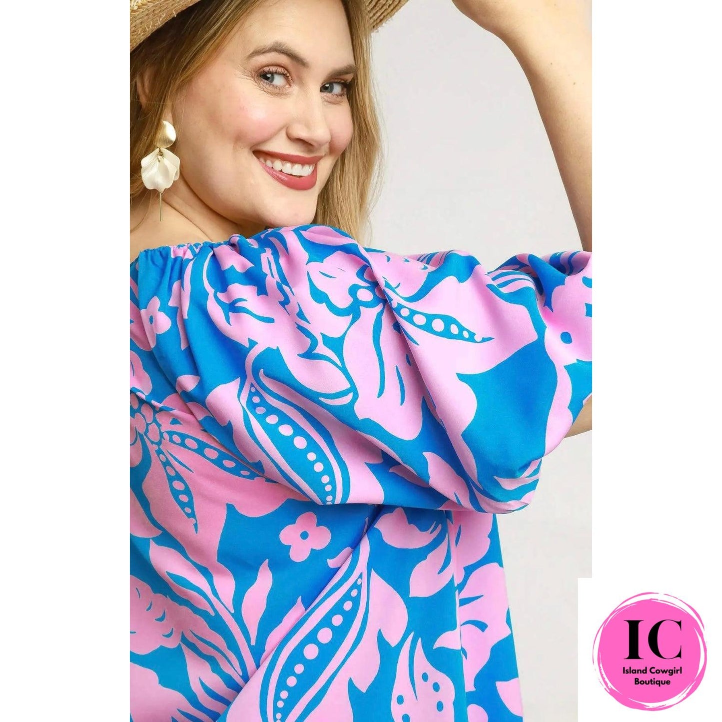 Curvy Girl Sunlit Petals Pink Floral Blouse
