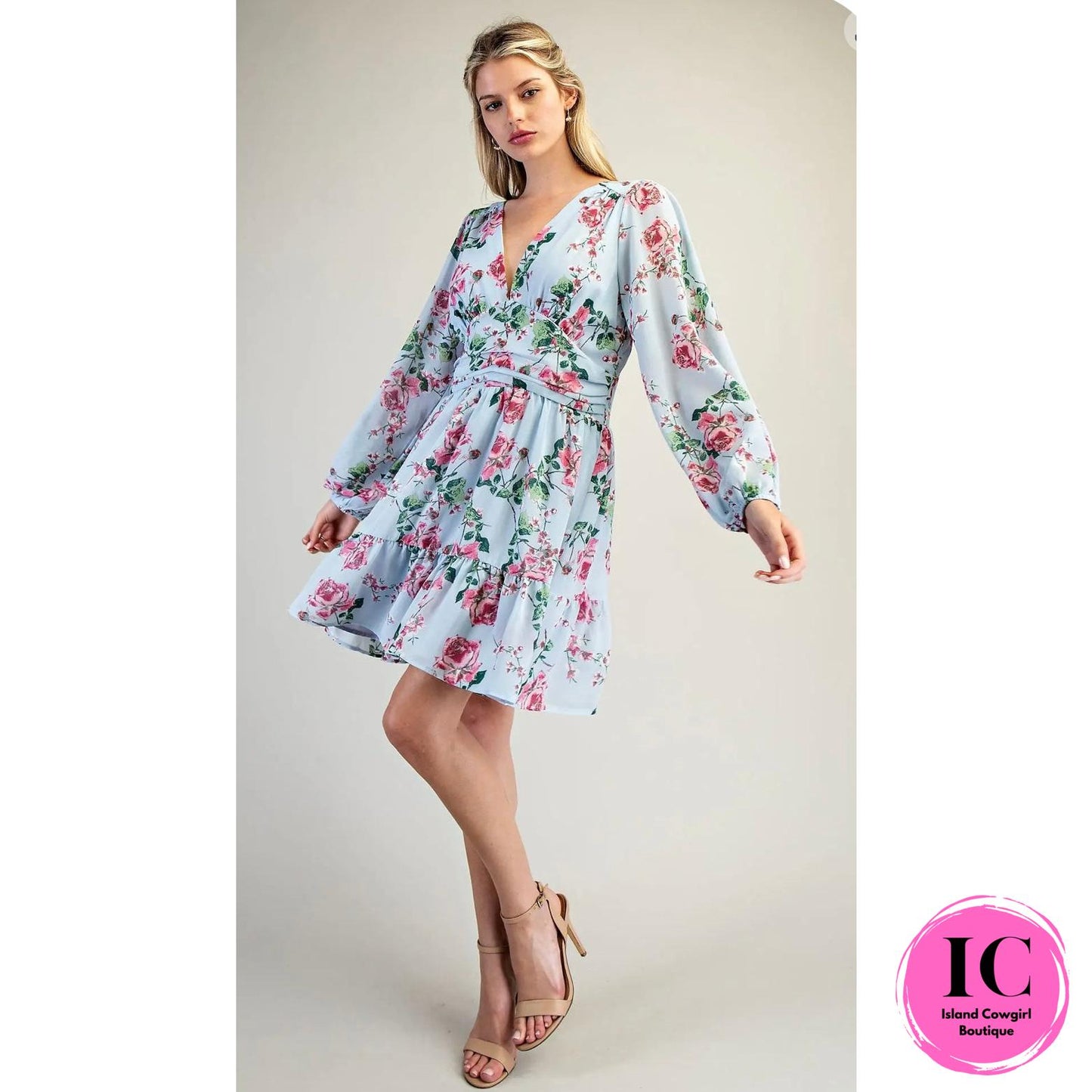 Until I Found You Blue Floral Dress