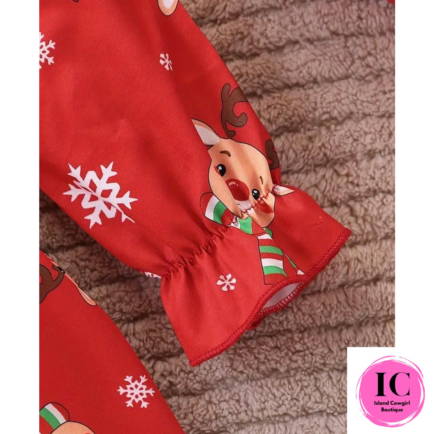 Reindeer Kisses Red Toddler Dress