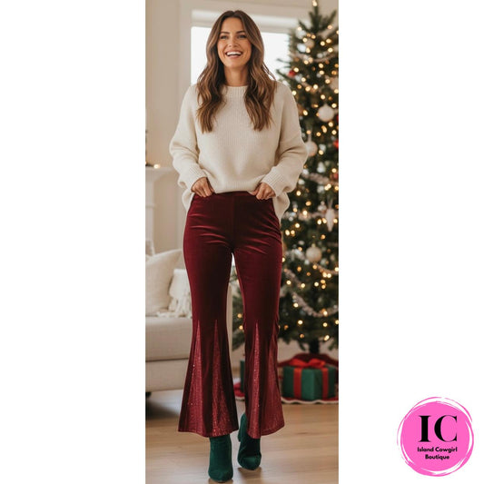 In Your Presence Wine Velvet Pants