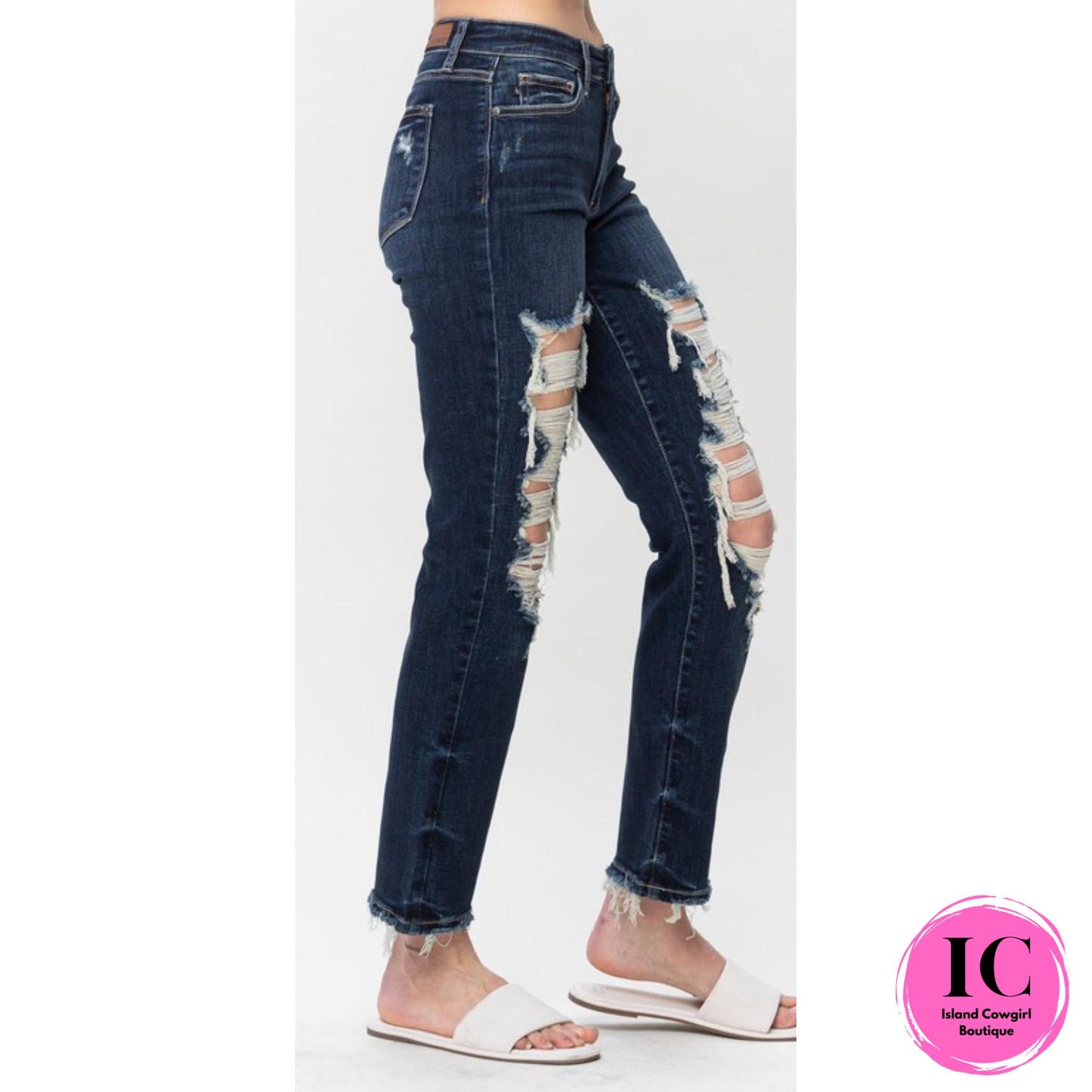 Judy Blue: Easy To Love Distressed Dark Wash Jeans