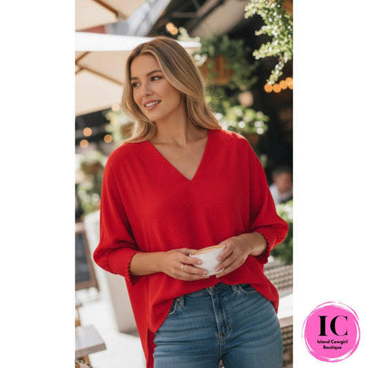 Just For You Red Blouse