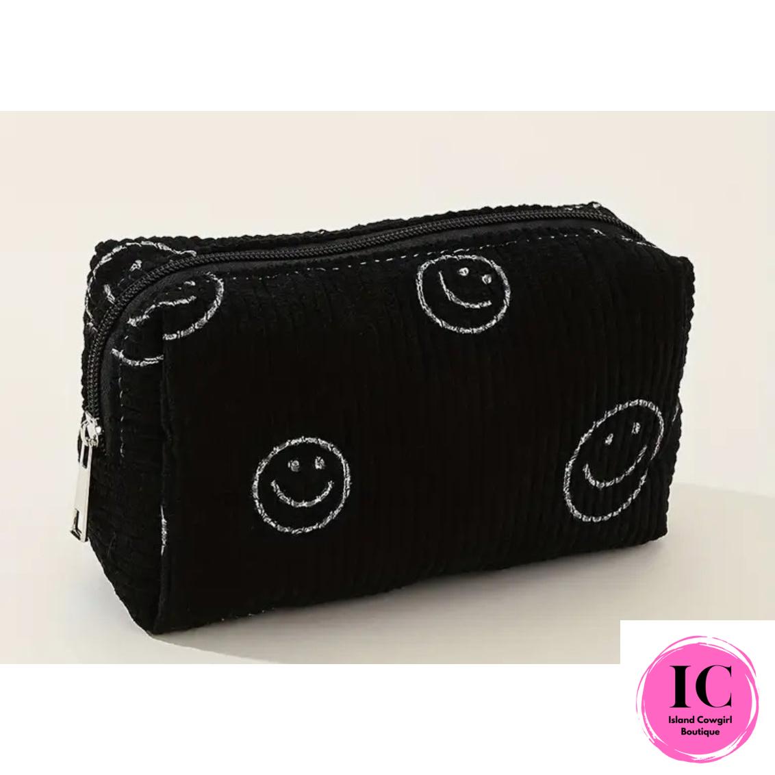 Smiley Face Corduroy Makeup Bag