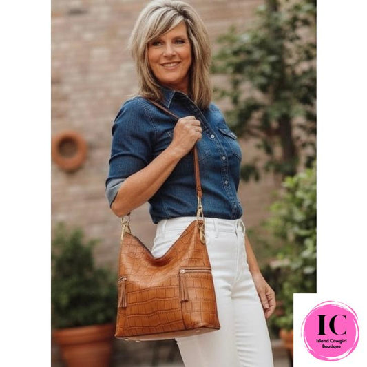 Rochelle Crocodile Hobo Bag