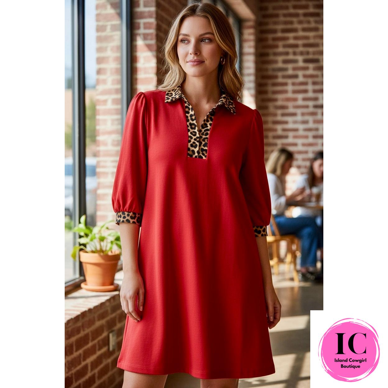 Paired Perfectly Red Leopard Dress