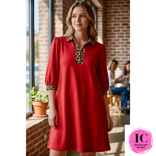 Paired Perfectly Red Leopard Dress